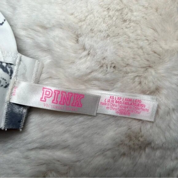 NWOT PINK Marble Bonded Strappy Marble Bralette White & Gray Size XS - Picture 5 of 6